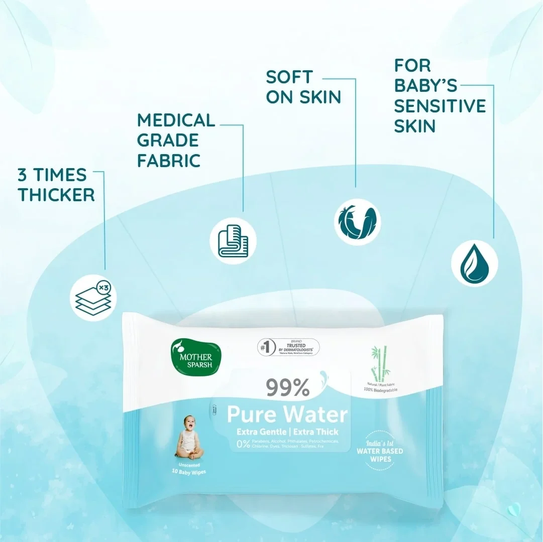 99% Pure Water Unscented Baby Wipes - Travel Pack (10 pcs) - Image 3