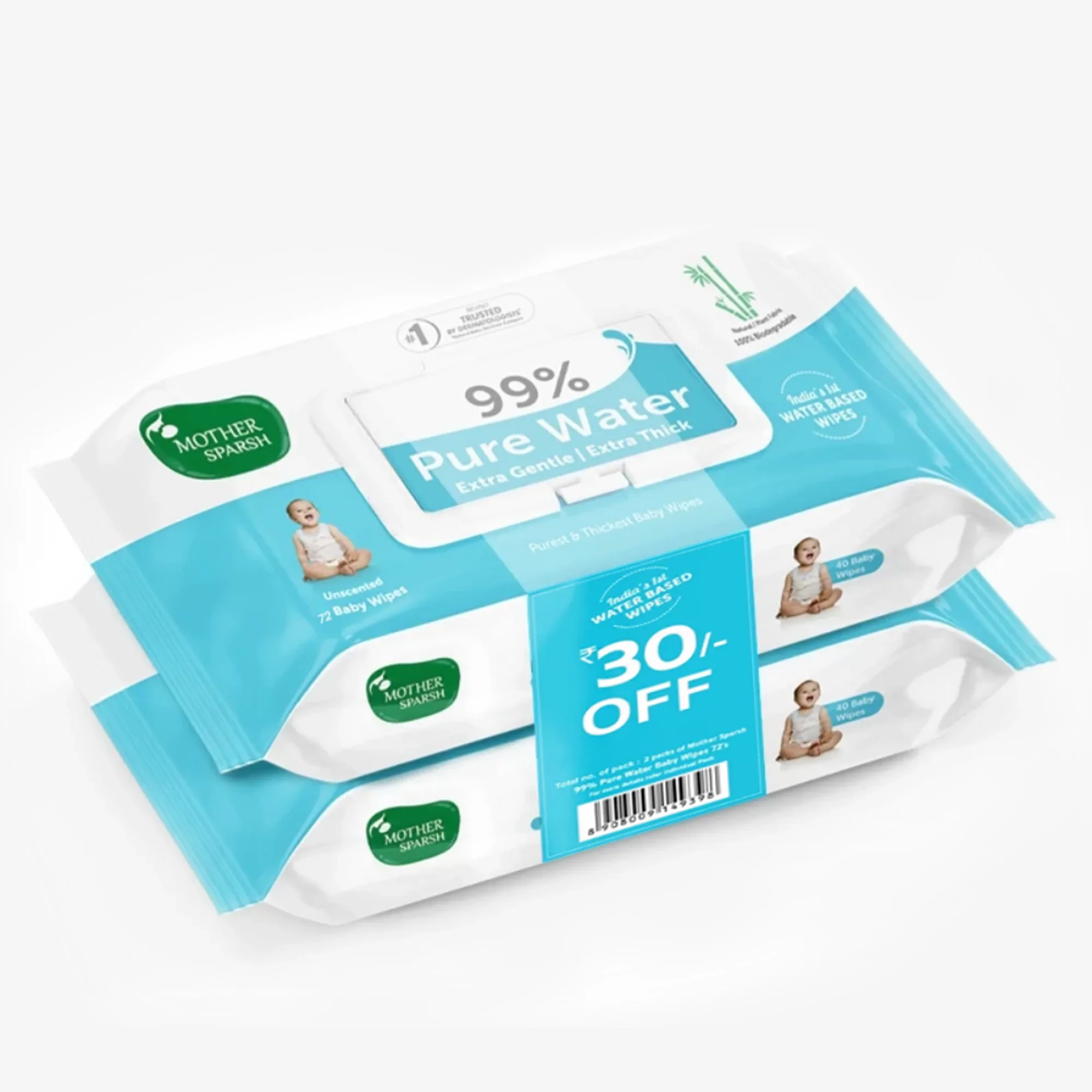 99% Pure Water Unscented Baby Wipes Combo - Super Saver Pack (72 pcs) - Image 8