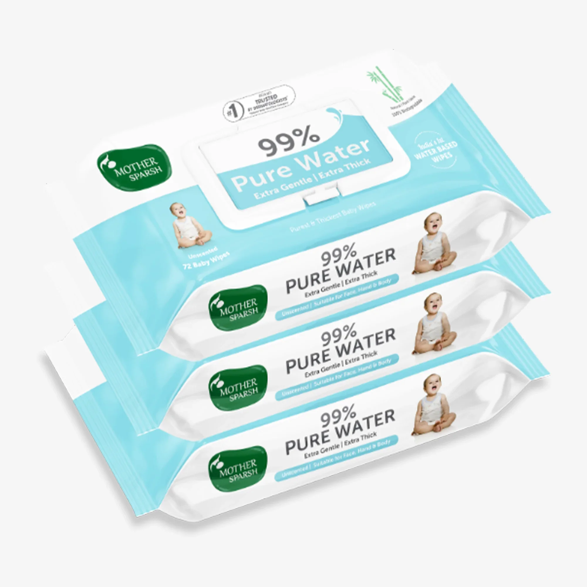 99% Pure Water Unscented Baby Wipes - Medical Grade Fabric (72 pcs) - Image 10