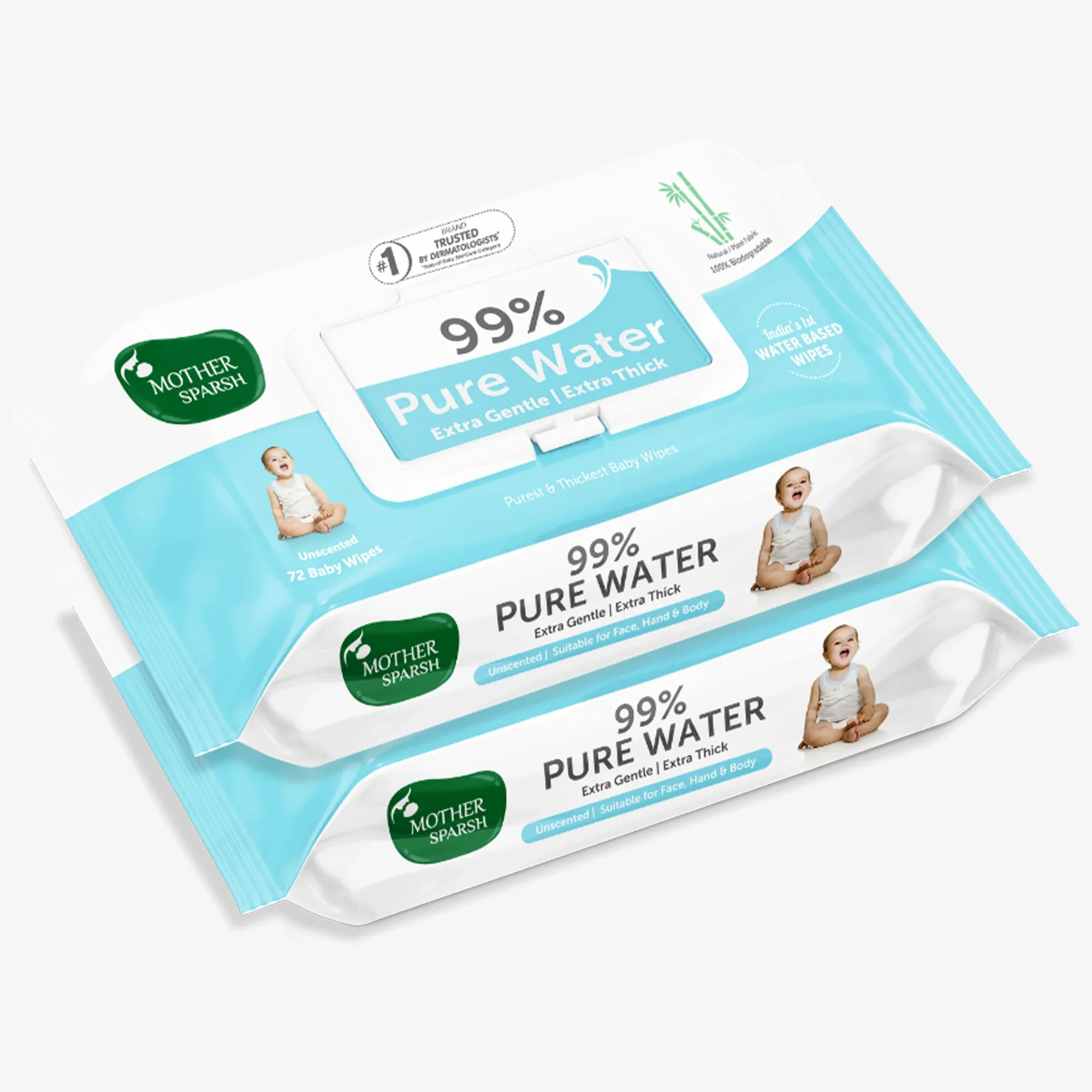 99% Pure Water Unscented Baby Wipes - Medical Grade Fabric (72 pcs) - Image 9