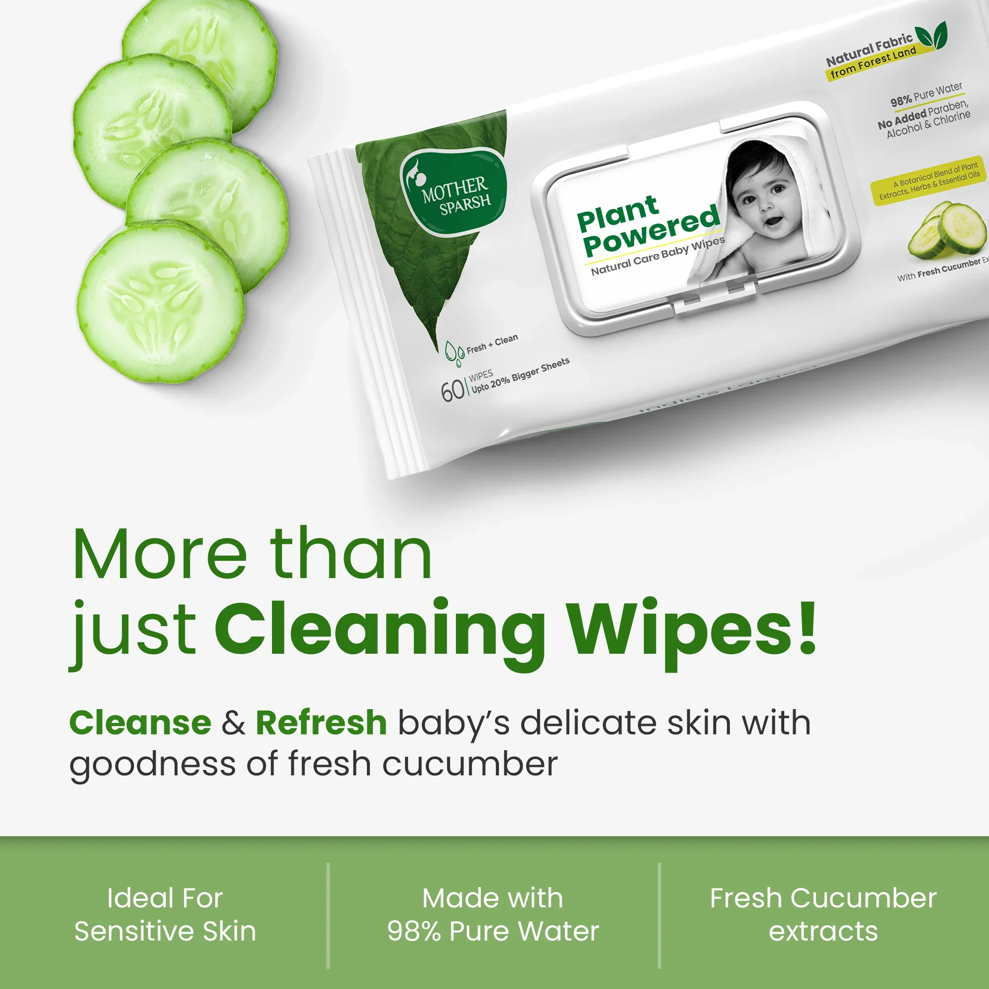 Plant Powered Baby Wipes - Cucumber - Image 4